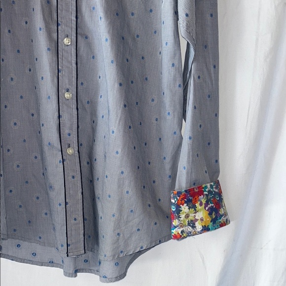 Robert Graham Blue Gray Polka Dot Shirt - Picture 2 of 10